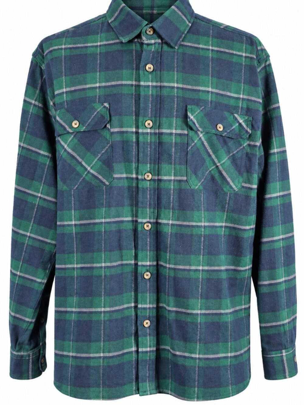 Jachs MFG Heritage Flannel XXL Green Navy Plaid Cotton Shirt